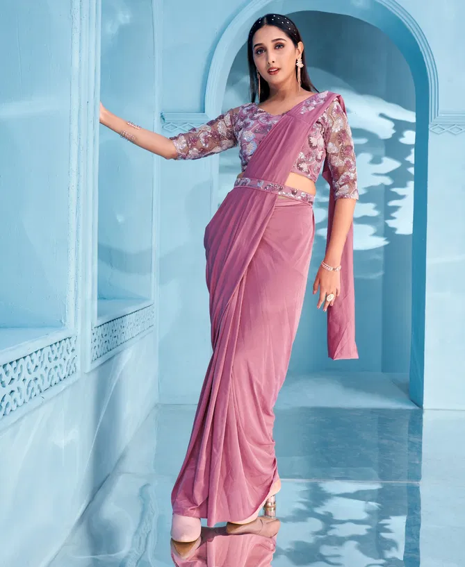 Amoha Trendz 102160 Designer Party Wear Readymade Sarees Exporters In India